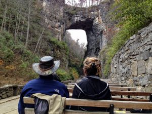 John and Carole Spence admire the bridge together 