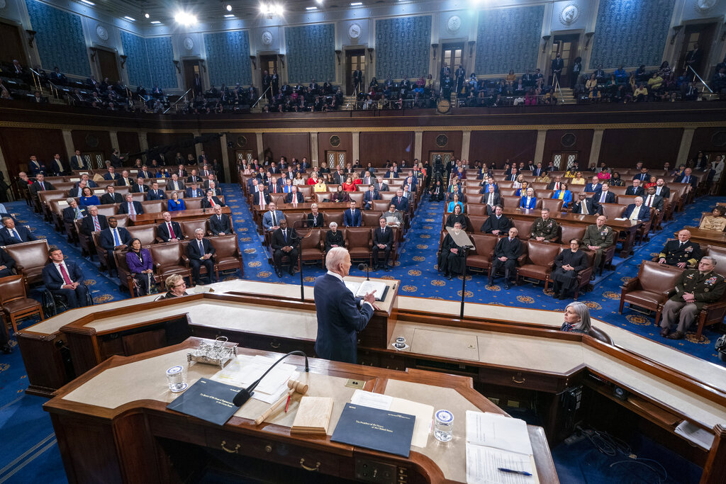 President Biden delivers his State of the Union Address before the House chamber.