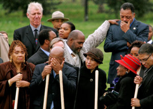 Rev. Jessie Jackson crying during the memorial for the Martin Luther King Jr. Memorial