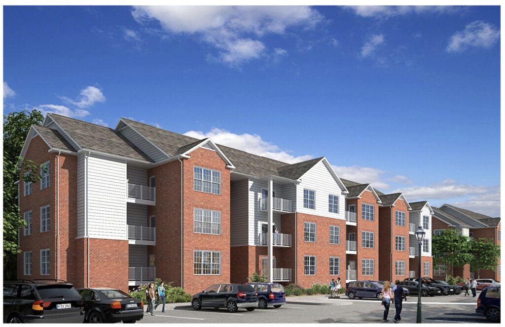 This mockup shows one of the anticipated architecture styles of the housing development.