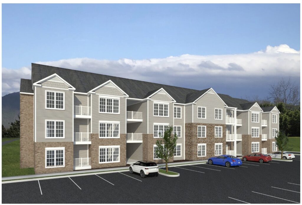 This mockup shows one of the anticipated architecture styles of the housing development.